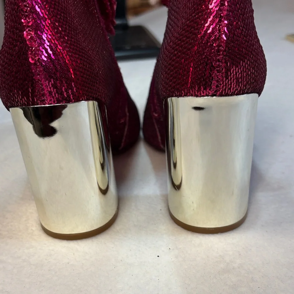 Betsey Johnson Fuchsia Sequin Ankle Boots - Picture 7 of 15